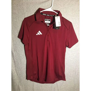 Womens NWT Adidas Polo Maroon White Sample Athletic Casual Blank Athleisure